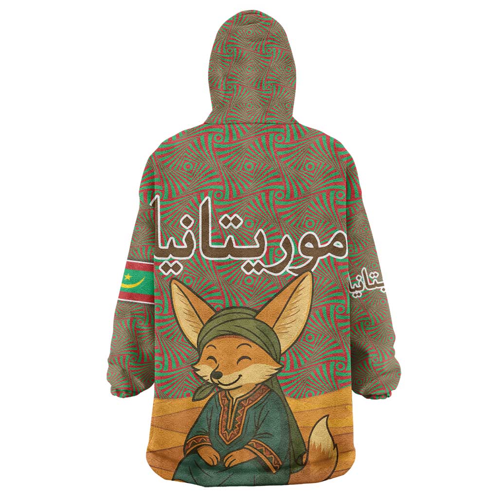 Mauritania Wearable Blanket Hoodie - Cute Fennec Fox and Arabic Calligraphy Desert Design TS04