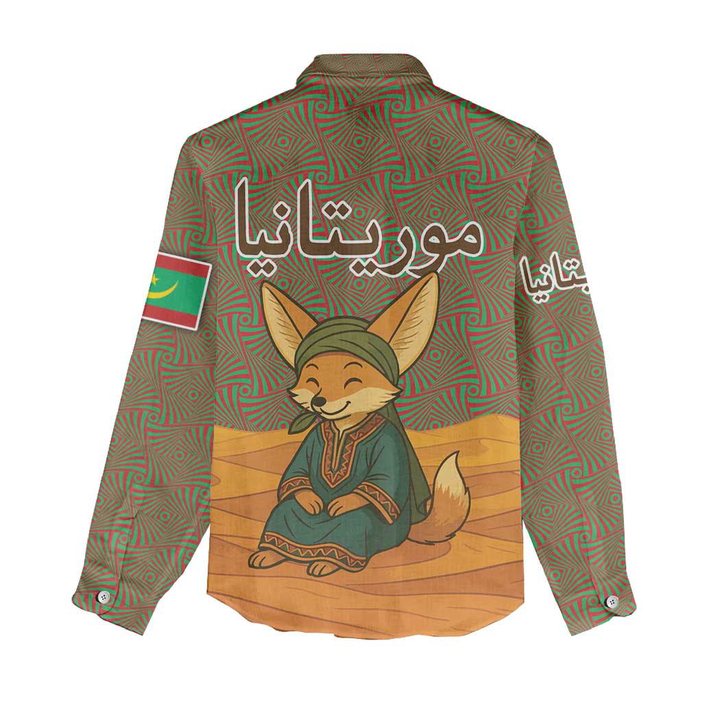 Mauritania Women Casual Shirt - Cute Fennec Fox and Arabic Calligraphy Desert Design TS04