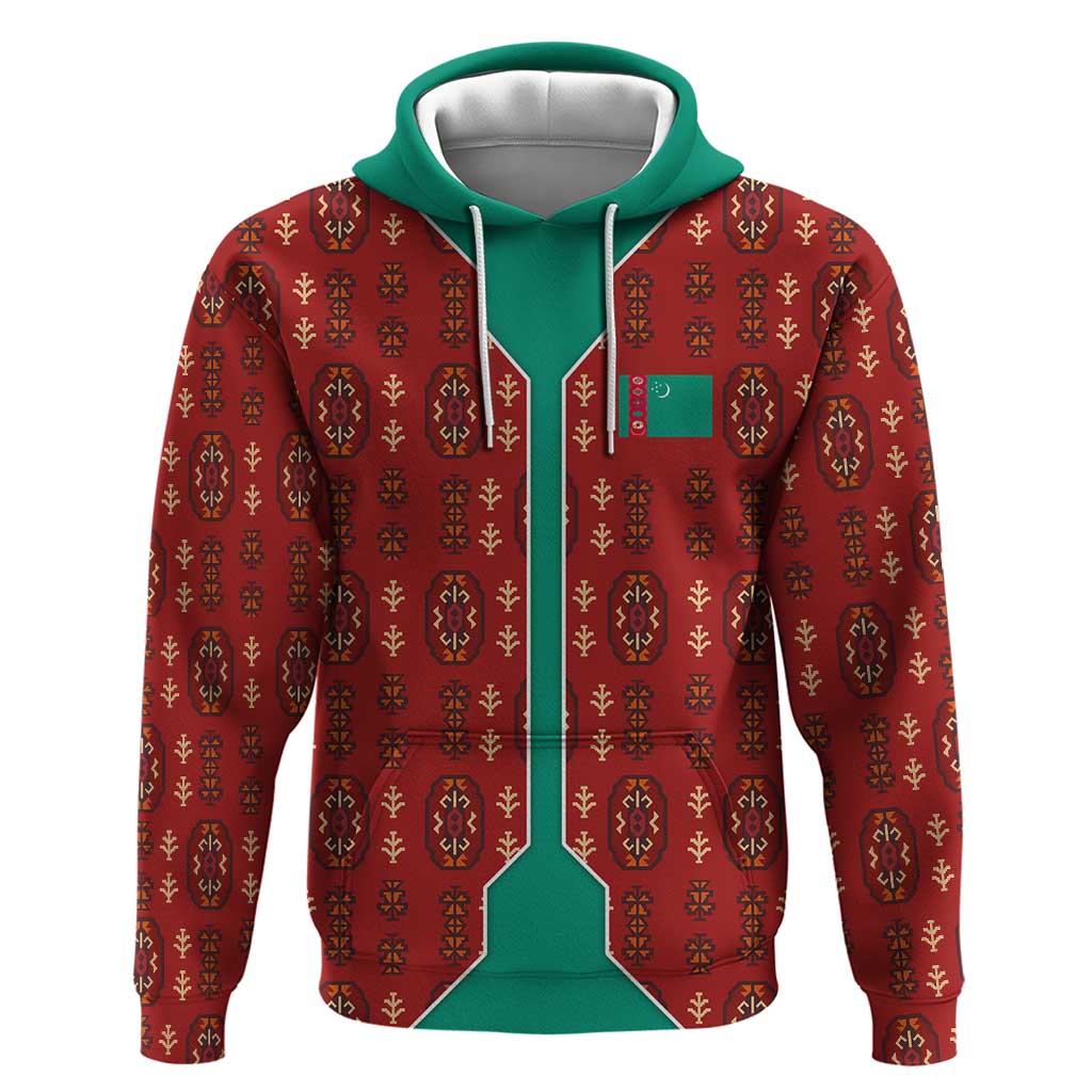 Turkmenistan Traditional Carpet Pattern Hoodie with National Flag TS04
