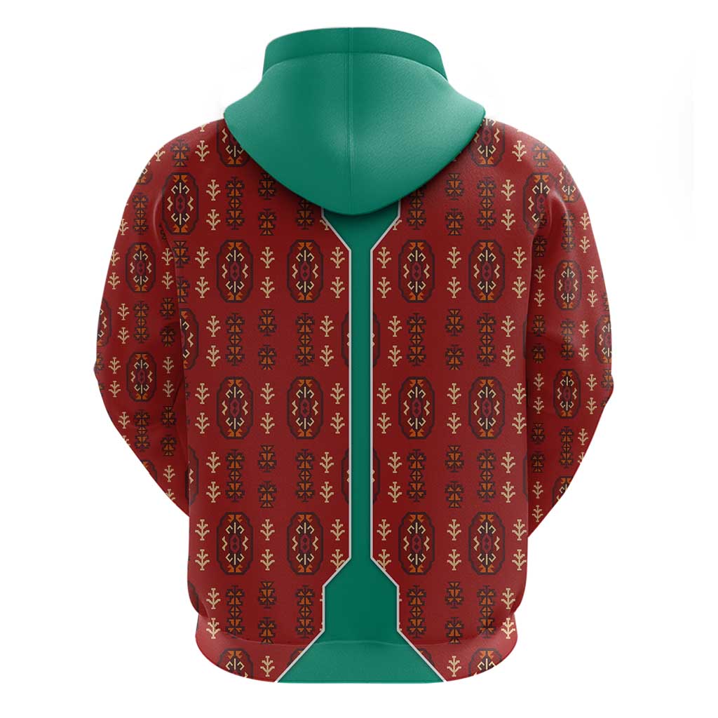 Turkmenistan Traditional Carpet Pattern Hoodie with National Flag TS04