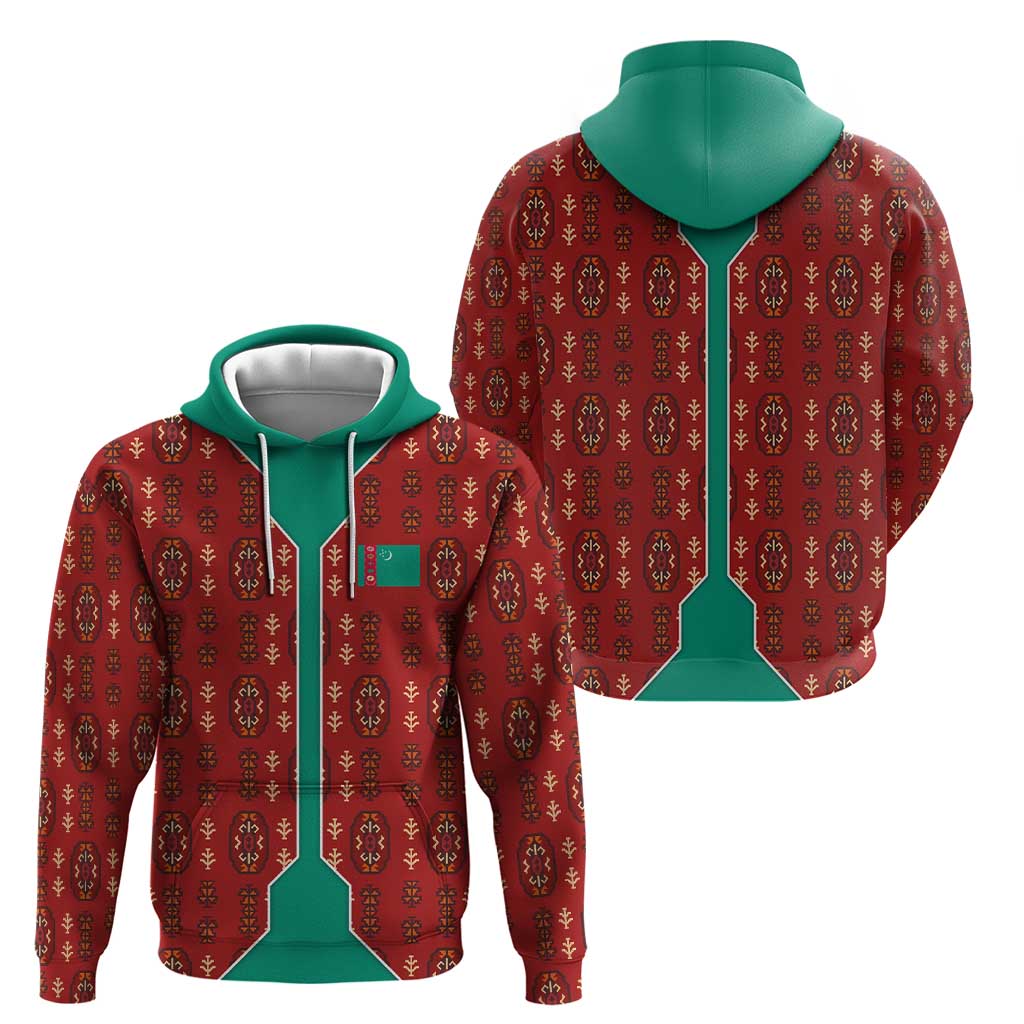 Turkmenistan Traditional Carpet Pattern Hoodie with National Flag TS04