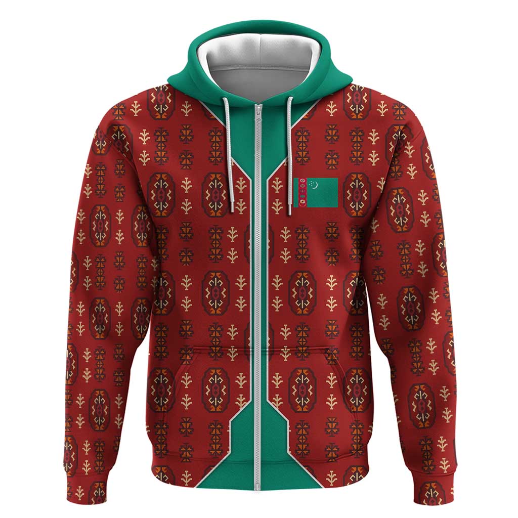 Turkmenistan Traditional Carpet Pattern Hoodie with National Flag TS04