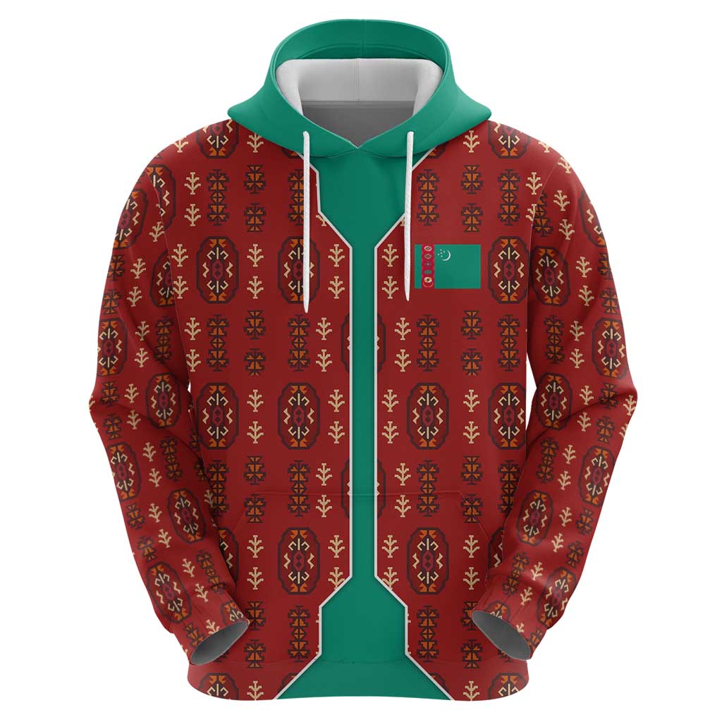 Turkmenistan Traditional Carpet Pattern Hoodie with National Flag TS04