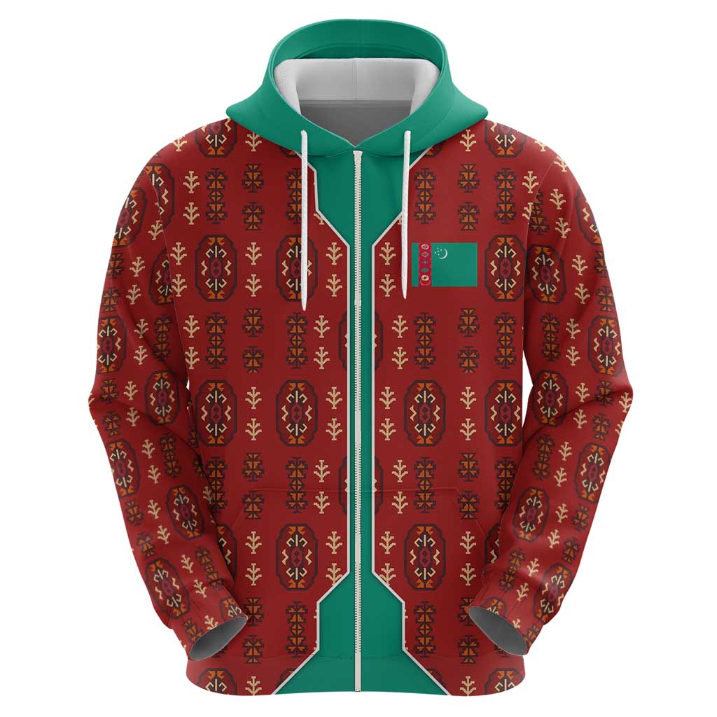 Turkmenistan Traditional Carpet Pattern Hoodie with National Flag TS04