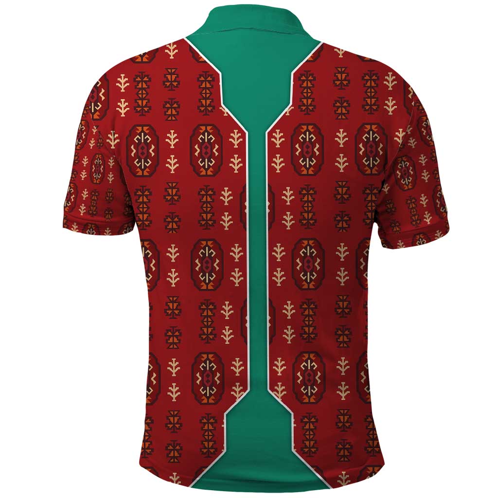 Turkmenistan Traditional Carpet Pattern Polo Shirt with National Flag TS04