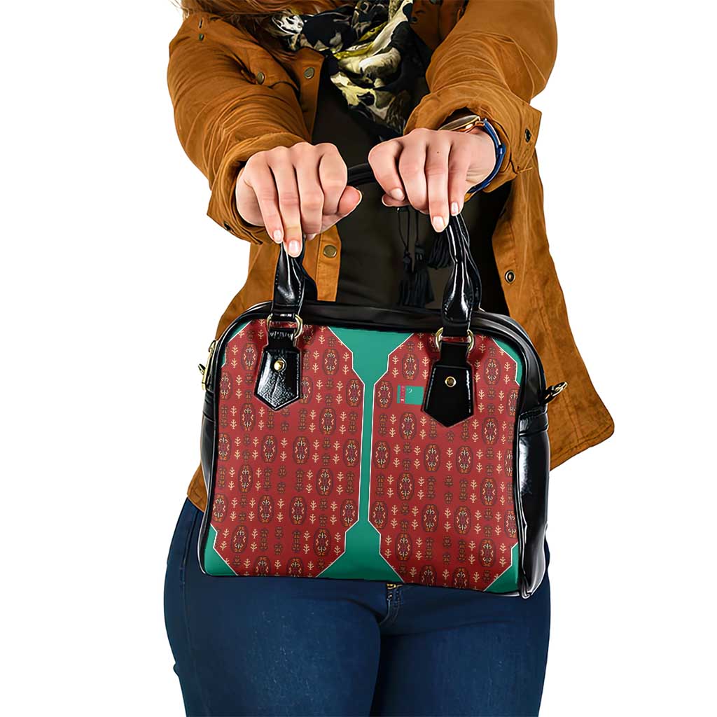 Turkmenistan Traditional Carpet Pattern Shoulder Handbag with National Flag TS04