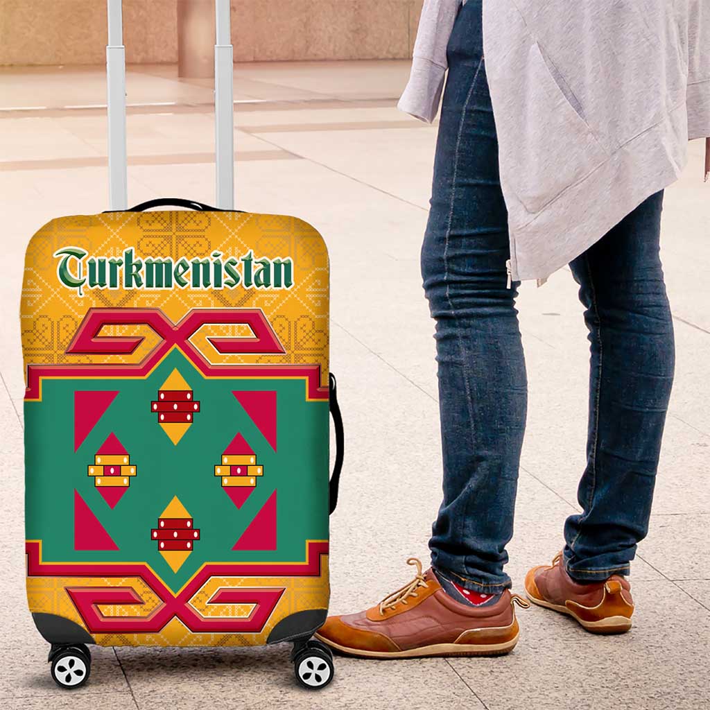 Turkmenistan Traditional Carpet Motif Luggage Cover with Ethnic Pattern Design TS04