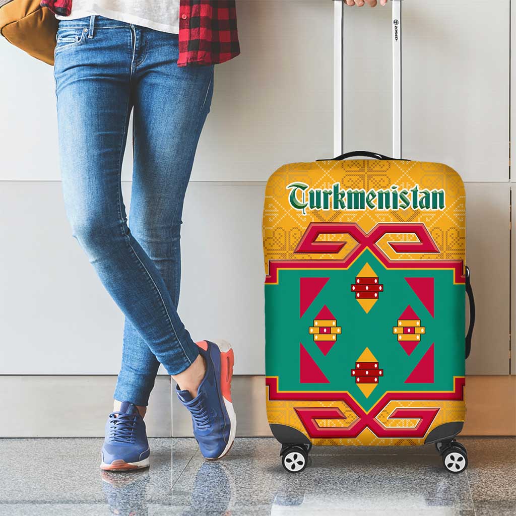 Turkmenistan Traditional Carpet Motif Luggage Cover with Ethnic Pattern Design TS04