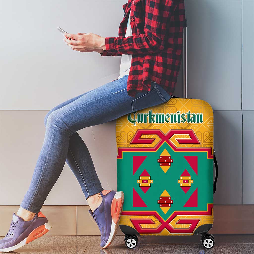Turkmenistan Traditional Carpet Motif Luggage Cover with Ethnic Pattern Design TS04