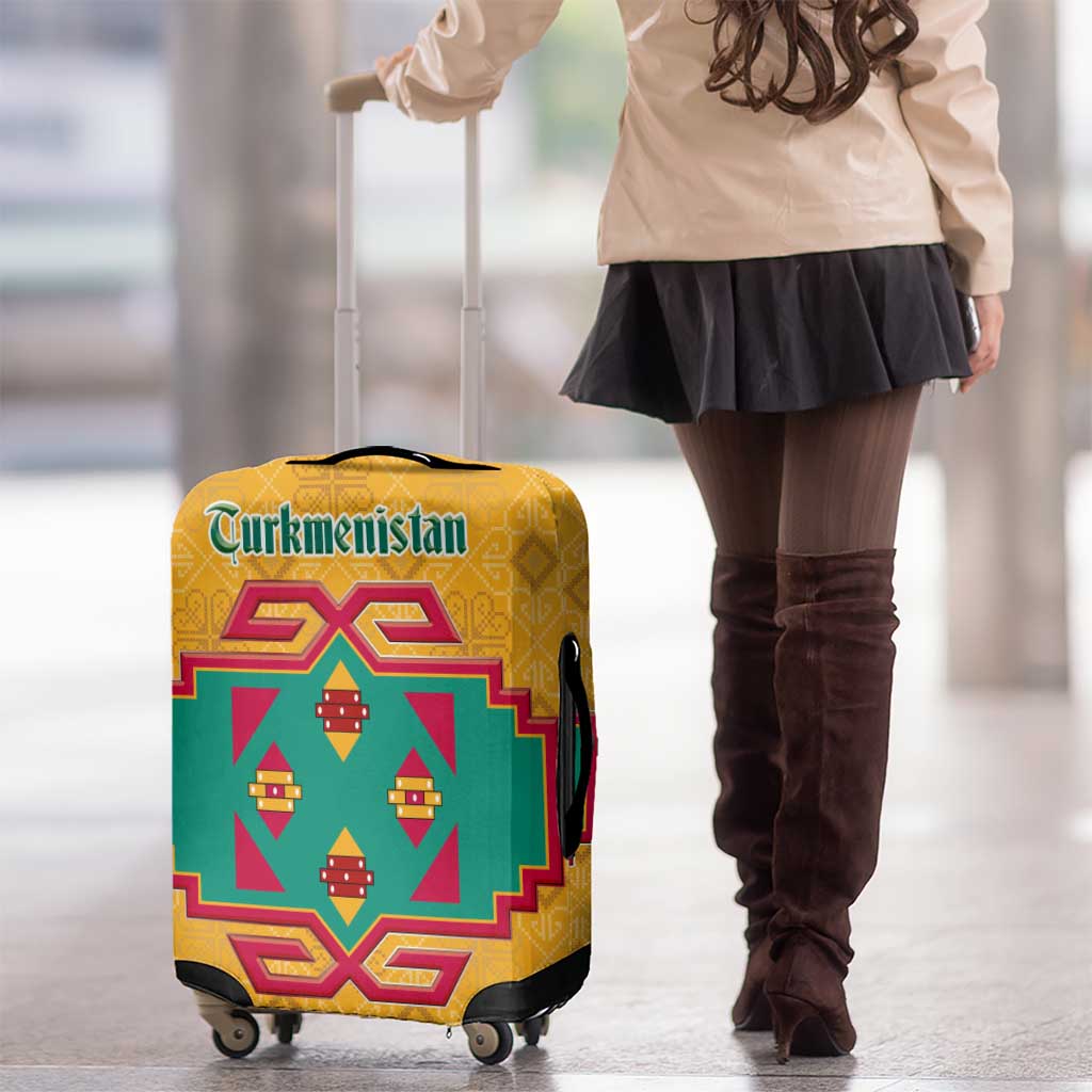 Turkmenistan Traditional Carpet Motif Luggage Cover with Ethnic Pattern Design TS04