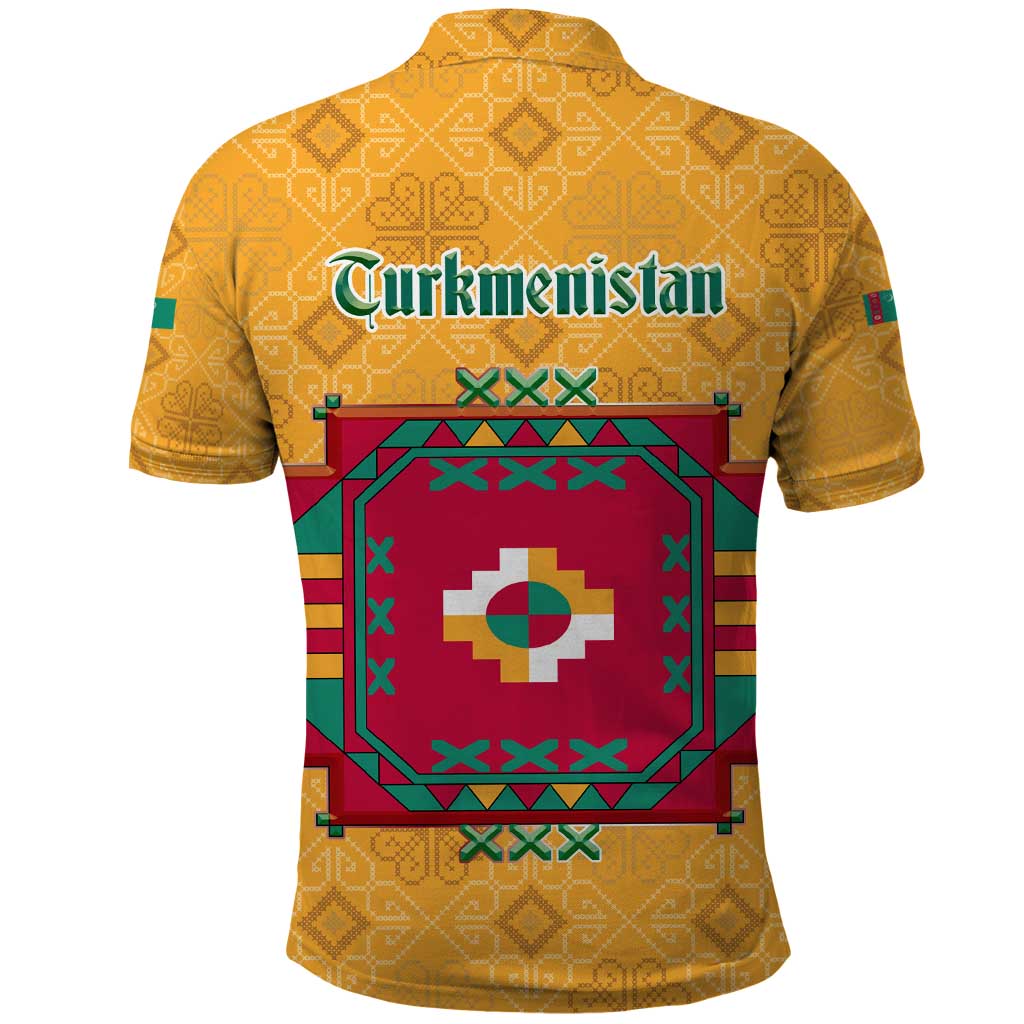 Turkmenistan Traditional Carpet Motif Polo Shirt with Ethnic Pattern Design TS04