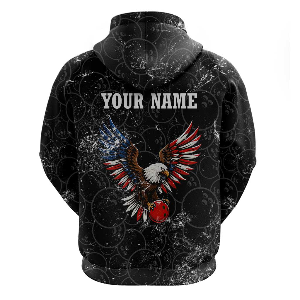 American Eagle Bowling Hoodie with Distressed Flag and Grunge Pattern in Red White and Blue TS04