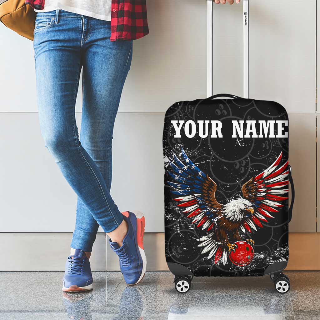 American Eagle Bowling Luggage Cover with Distressed Flag and Grunge Pattern in Red White and Blue TS04