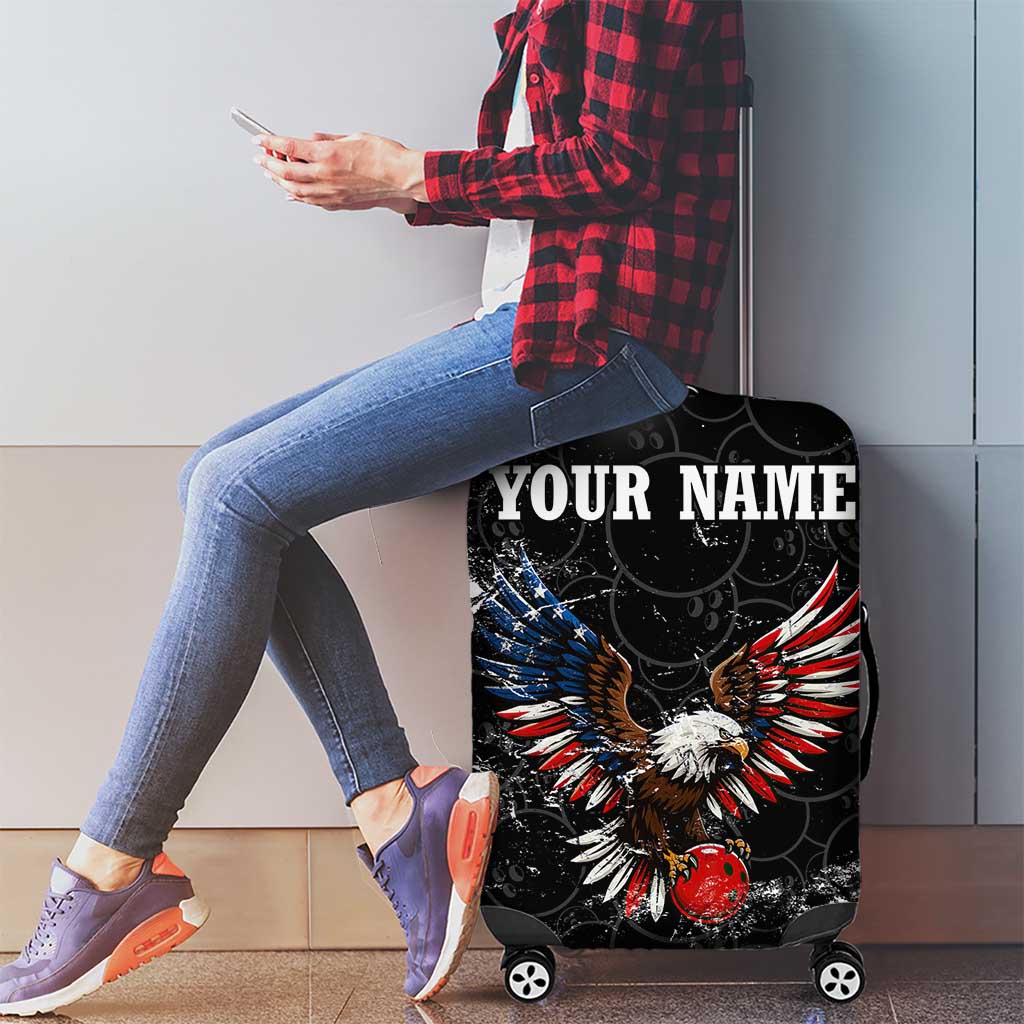 American Eagle Bowling Luggage Cover with Distressed Flag and Grunge Pattern in Red White and Blue TS04