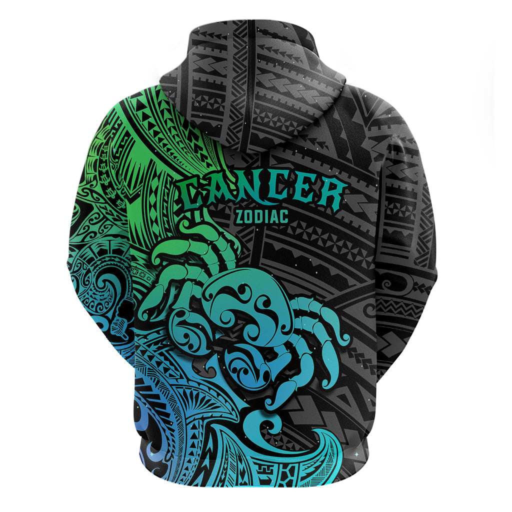 Zodiac Cancer Hoodie Polynesian in Gradient Blue TS04