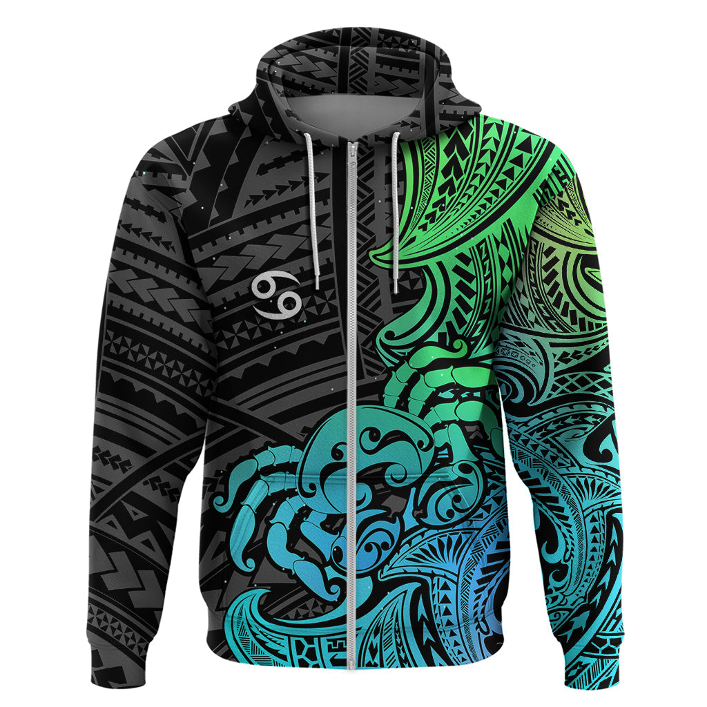 Zodiac Cancer Hoodie Polynesian in Gradient Blue TS04