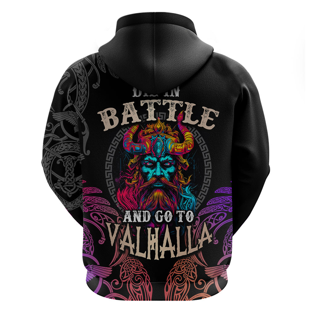 Nordic Warrior Viking Hoodie with Raven Motif Neon TS04