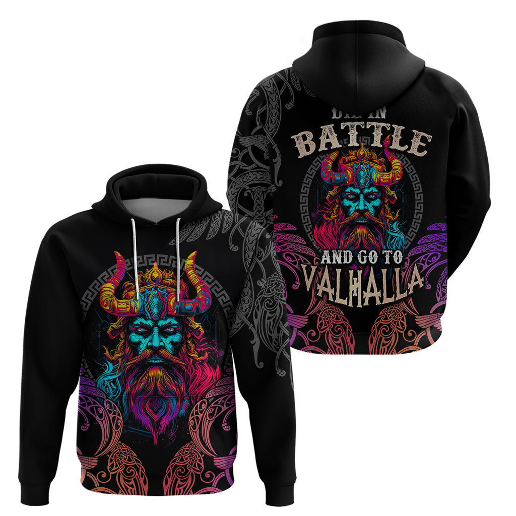 Nordic Warrior Viking Hoodie with Raven Motif Neon TS04