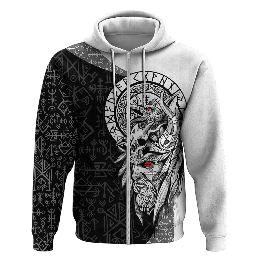 Viking Odin Hoodie Ravens of Valhalla with Helm of Awe and Ancient Rune Patterns TS04