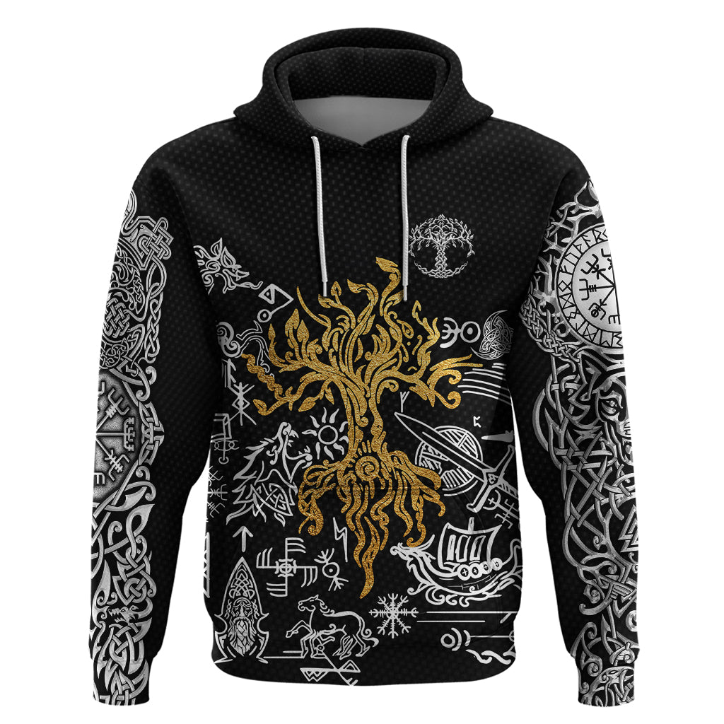 Viking Hoodie Yggdrasil Pattern And Ancient Rune TS04