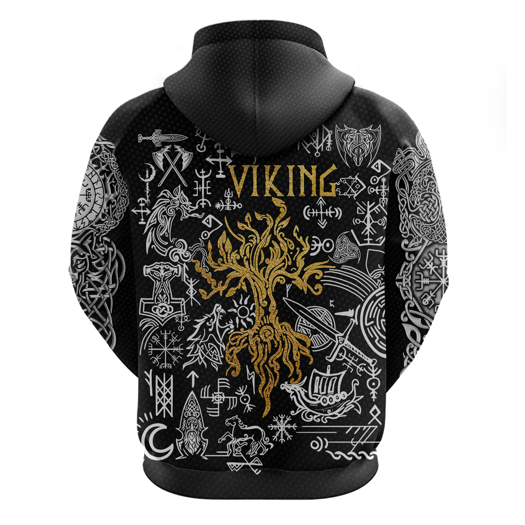 Viking Hoodie Yggdrasil Pattern And Ancient Rune TS04