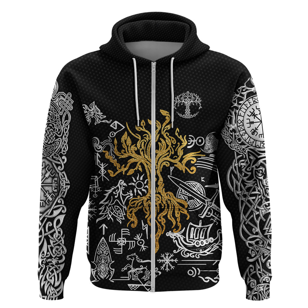 Viking Hoodie Yggdrasil Pattern And Ancient Rune TS04