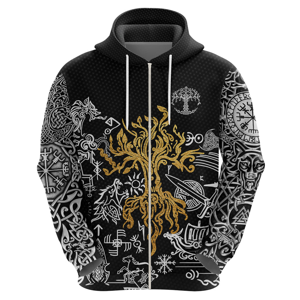 Viking Hoodie Yggdrasil Pattern And Ancient Rune TS04