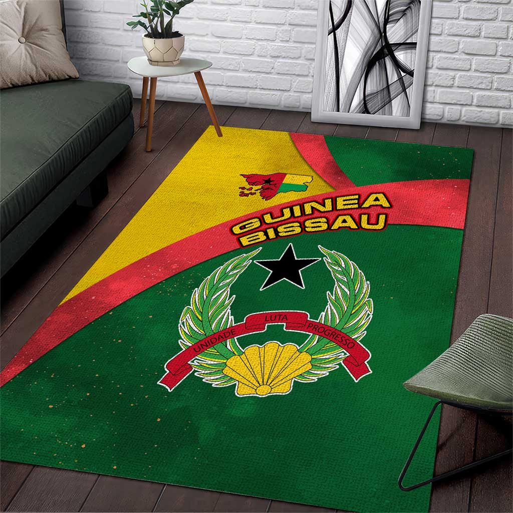 Guinea Bissau Area Rug Green Yellow Red Swirl TS04
