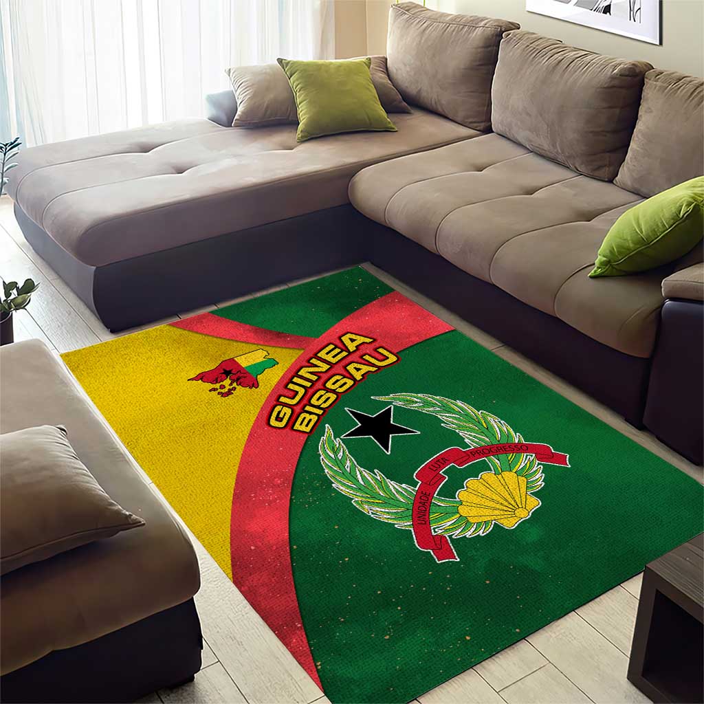 Guinea Bissau Area Rug Green Yellow Red Swirl TS04