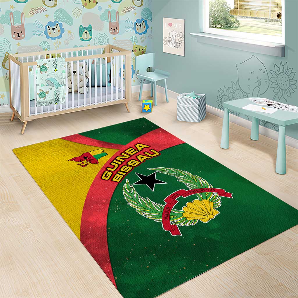 Guinea Bissau Area Rug Green Yellow Red Swirl TS04