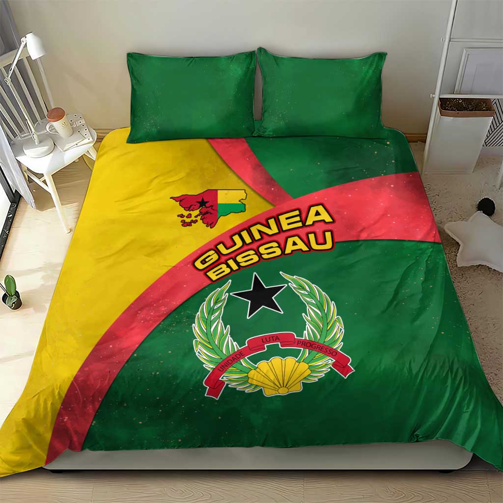 Guinea Bissau Bedding Set Green Yellow Red Swirl TS04