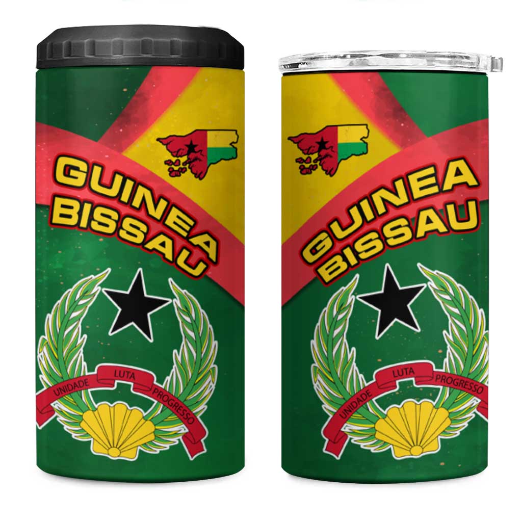 Guinea Bissau 4 in 1 Can Cooler Tumbler Green Yellow Red Swirl TS04