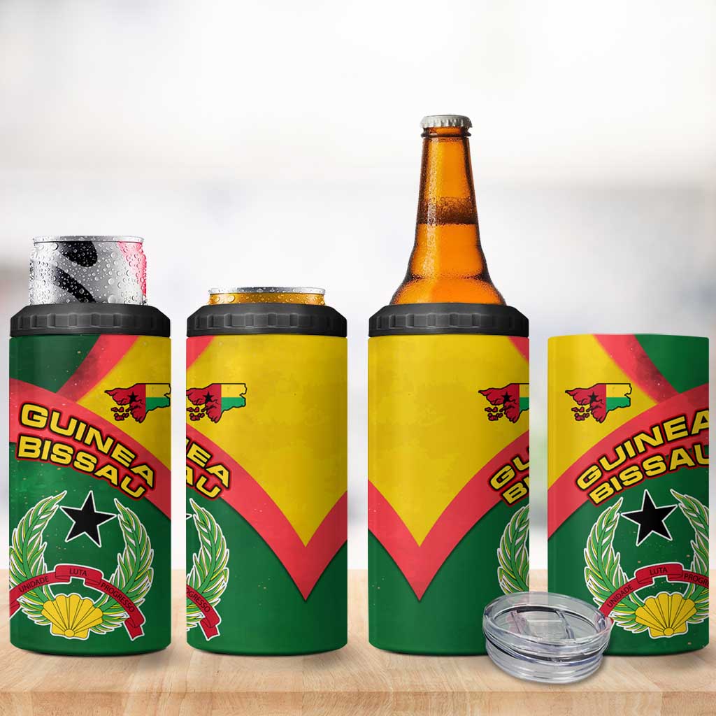 Guinea Bissau 4 in 1 Can Cooler Tumbler Green Yellow Red Swirl TS04