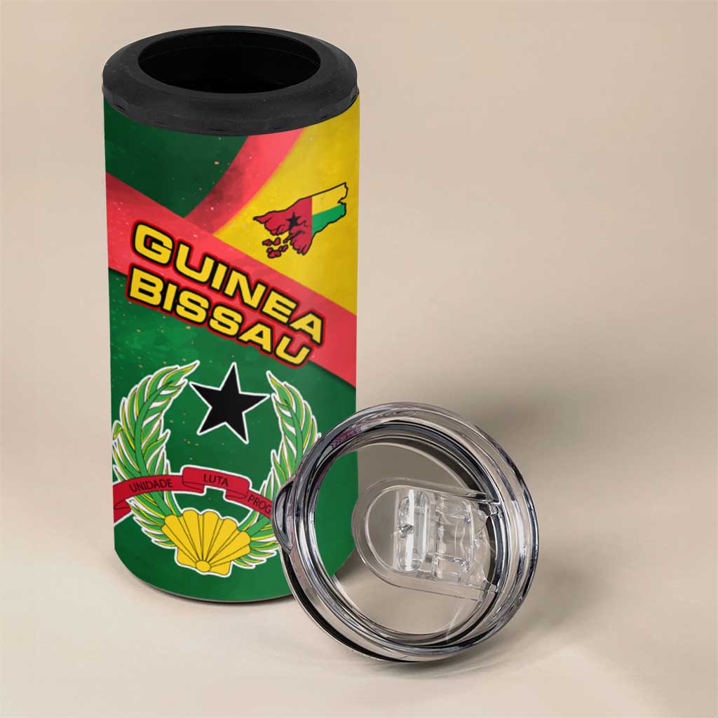 Guinea Bissau 4 in 1 Can Cooler Tumbler Green Yellow Red Swirl TS04