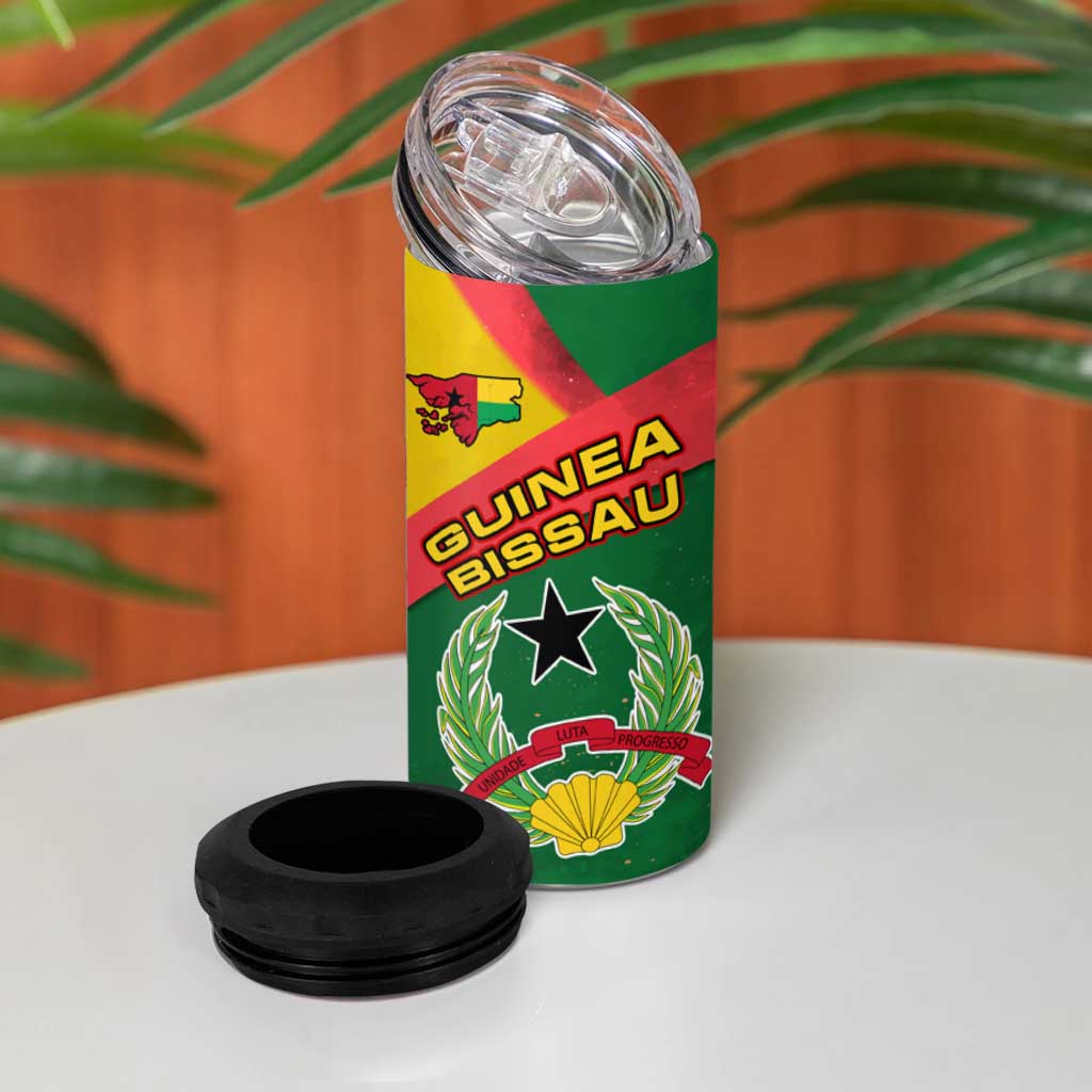 Guinea Bissau 4 in 1 Can Cooler Tumbler Green Yellow Red Swirl TS04