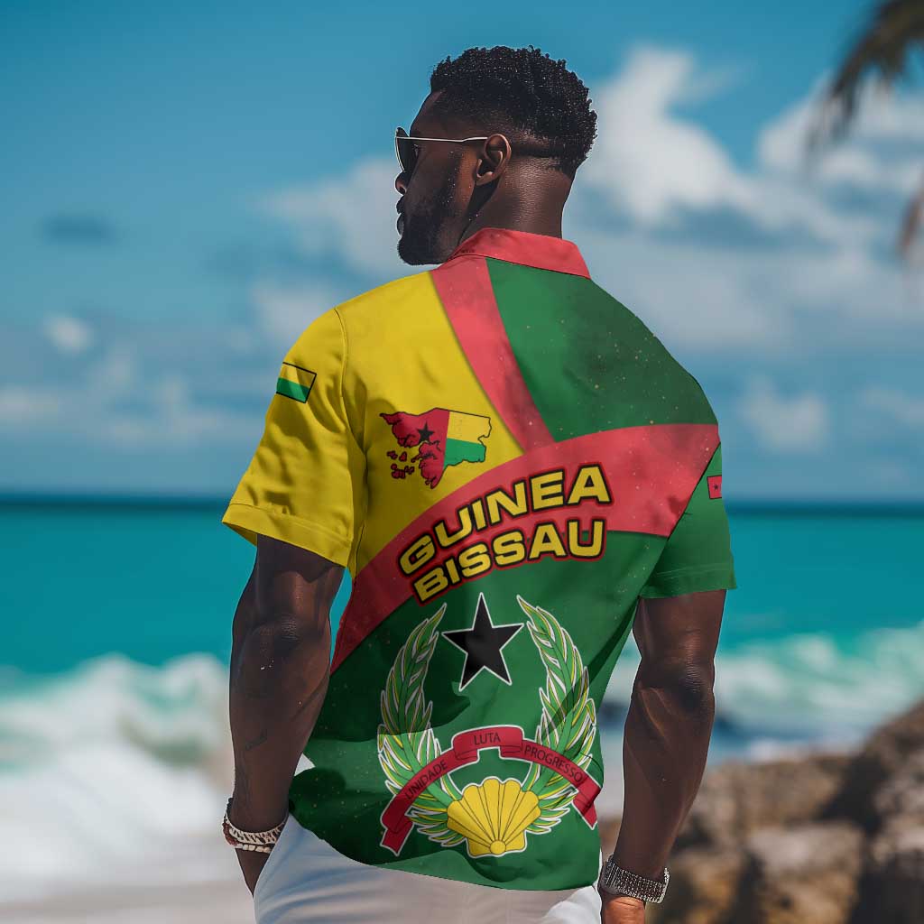 Guinea Bissau Hawaiian Shirt Green Yellow Red Swirl TS04