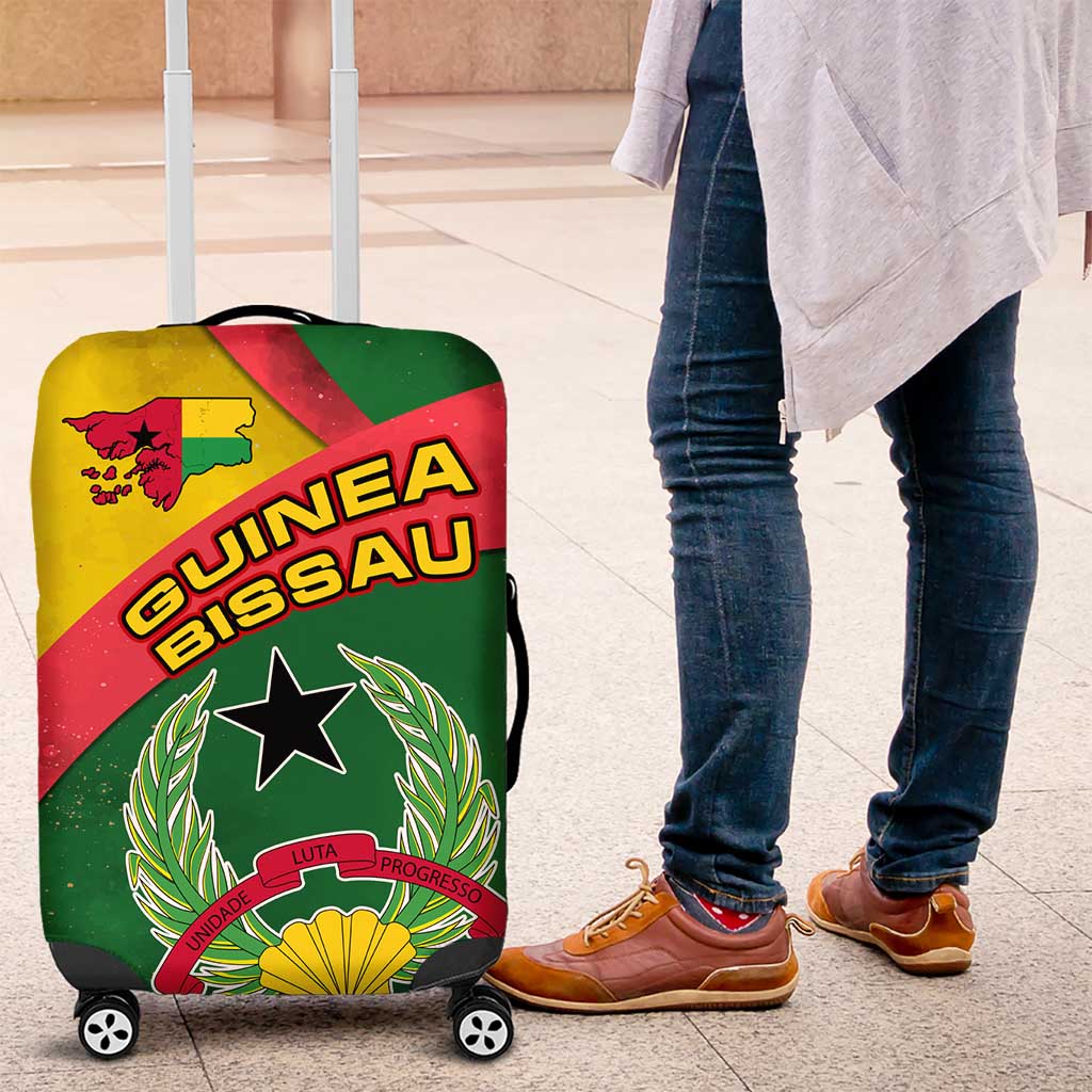 Guinea Bissau Luggage Cover with Green Yellow Red Swirl Design TS04