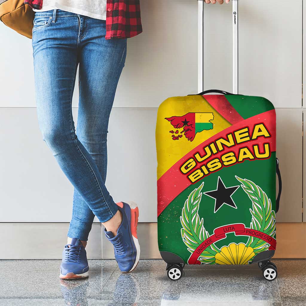 Guinea Bissau Luggage Cover with Green Yellow Red Swirl Design TS04