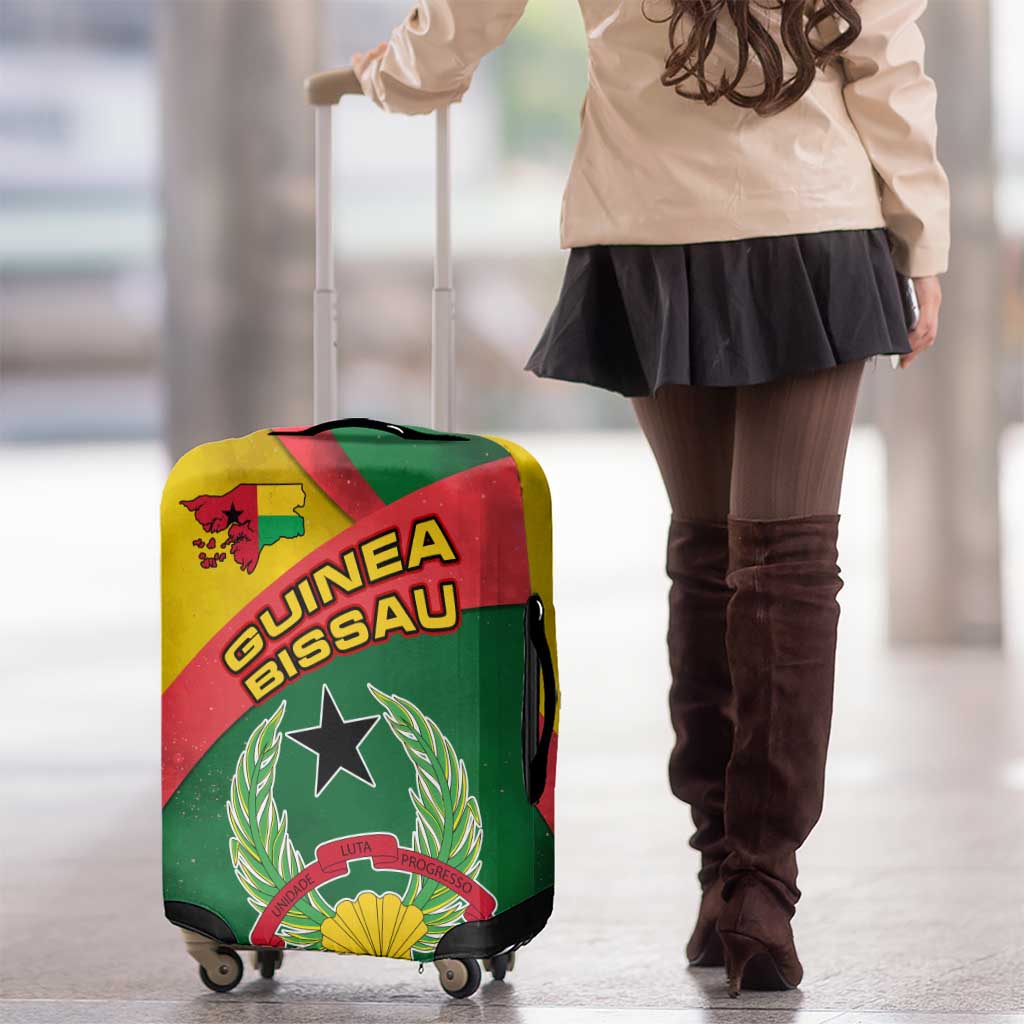 Guinea Bissau Luggage Cover with Green Yellow Red Swirl Design TS04