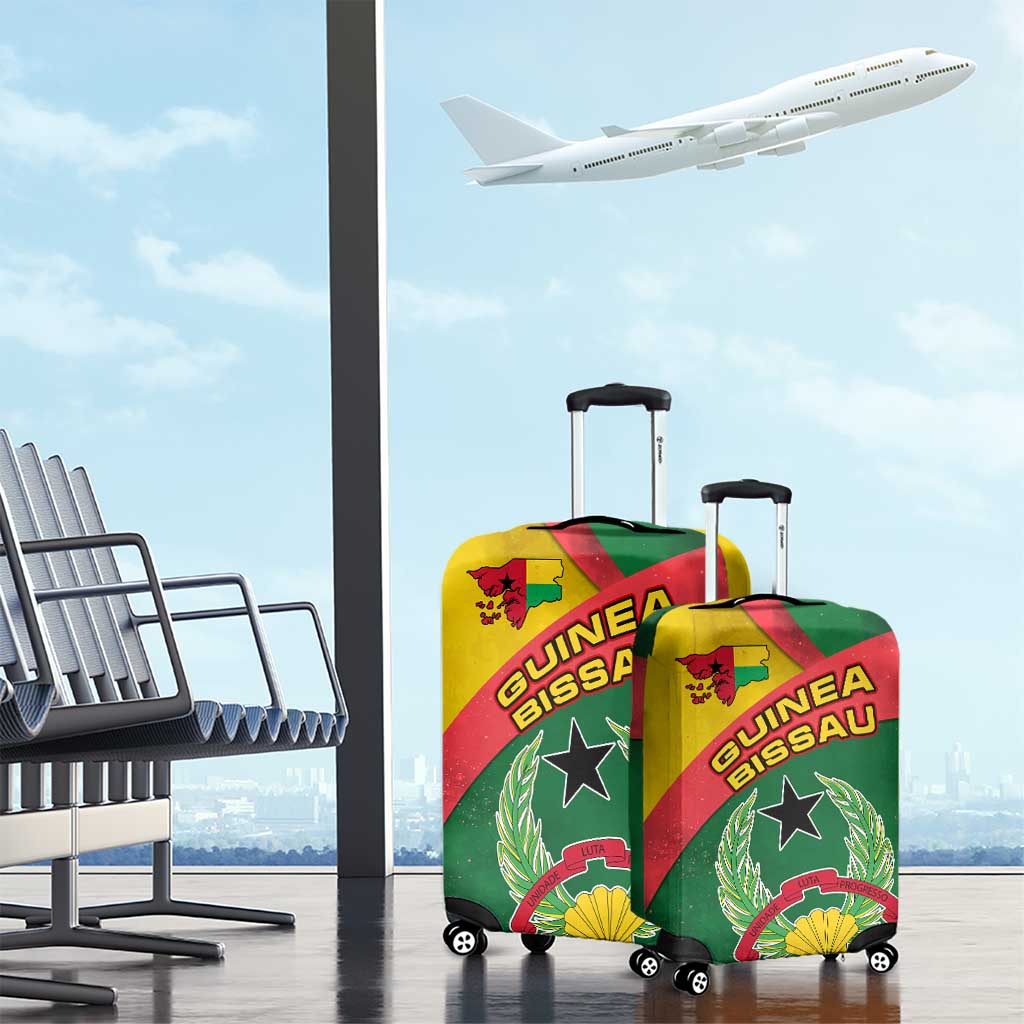 Guinea Bissau Luggage Cover with Green Yellow Red Swirl Design TS04