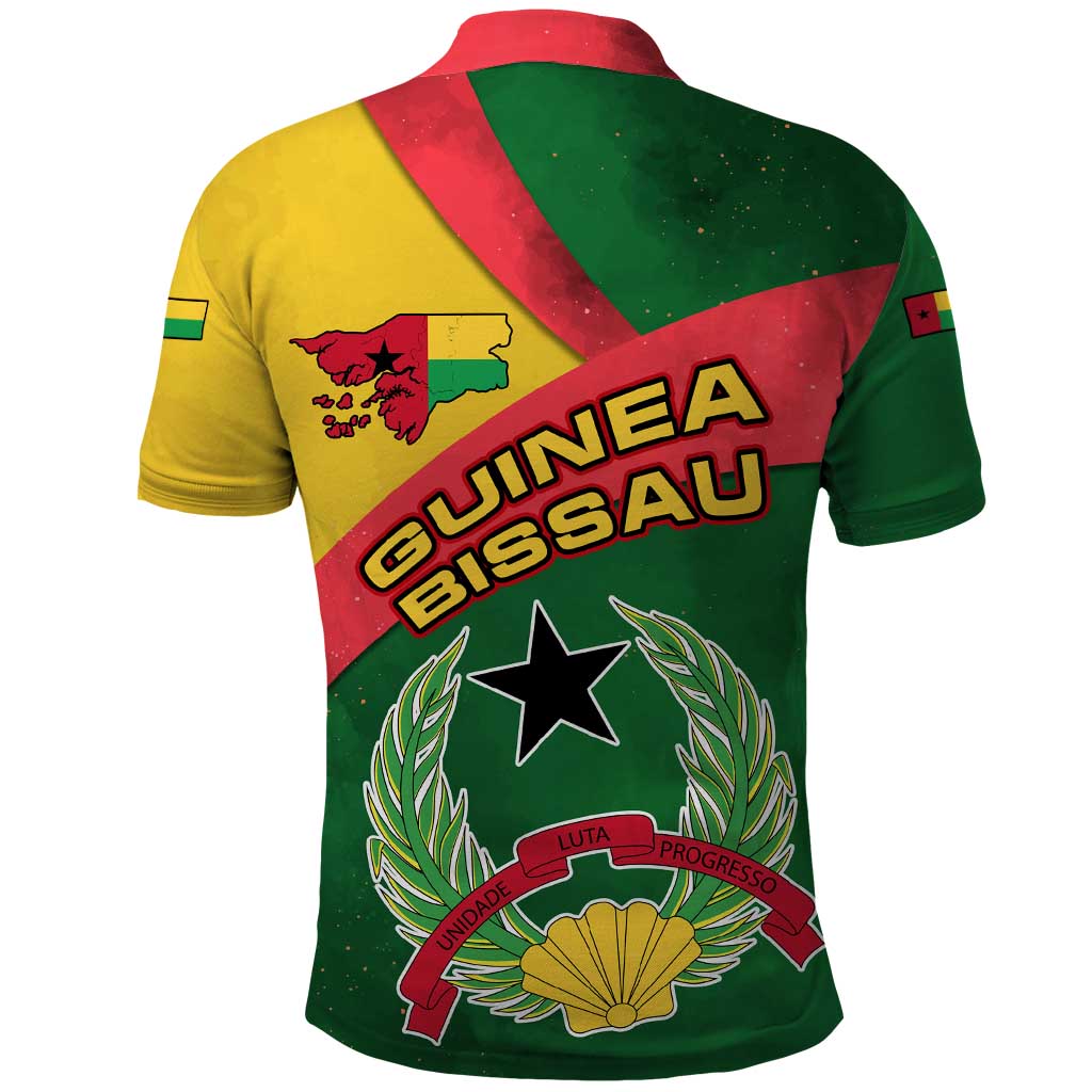 Guinea Bissau Polo Shirt with Green Yellow Red Swirl Design TS04