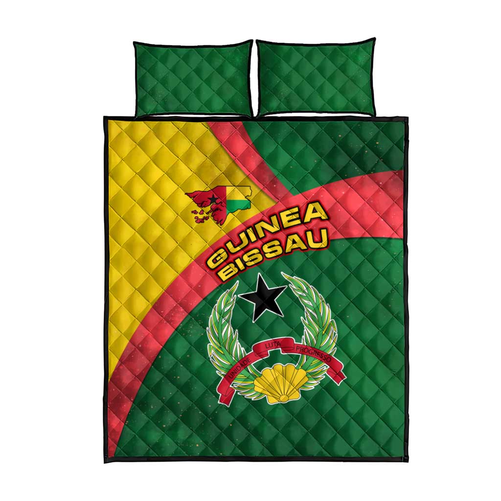 Guinea Bissau Quilt Bed Set Green Yellow Red Swirl TS04