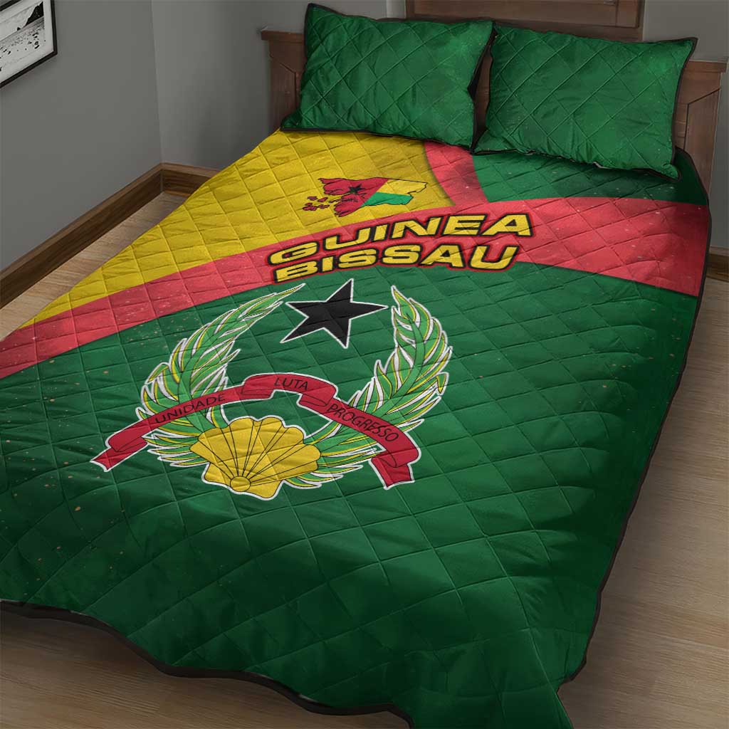 Guinea Bissau Quilt Bed Set Green Yellow Red Swirl TS04