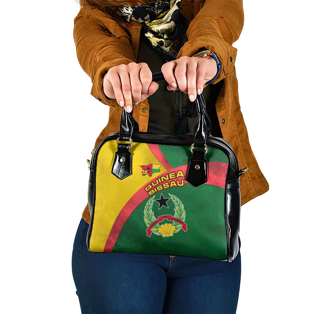 Guinea Bissau Shoulder Handbag with Green Yellow Red Swirl Design TS04