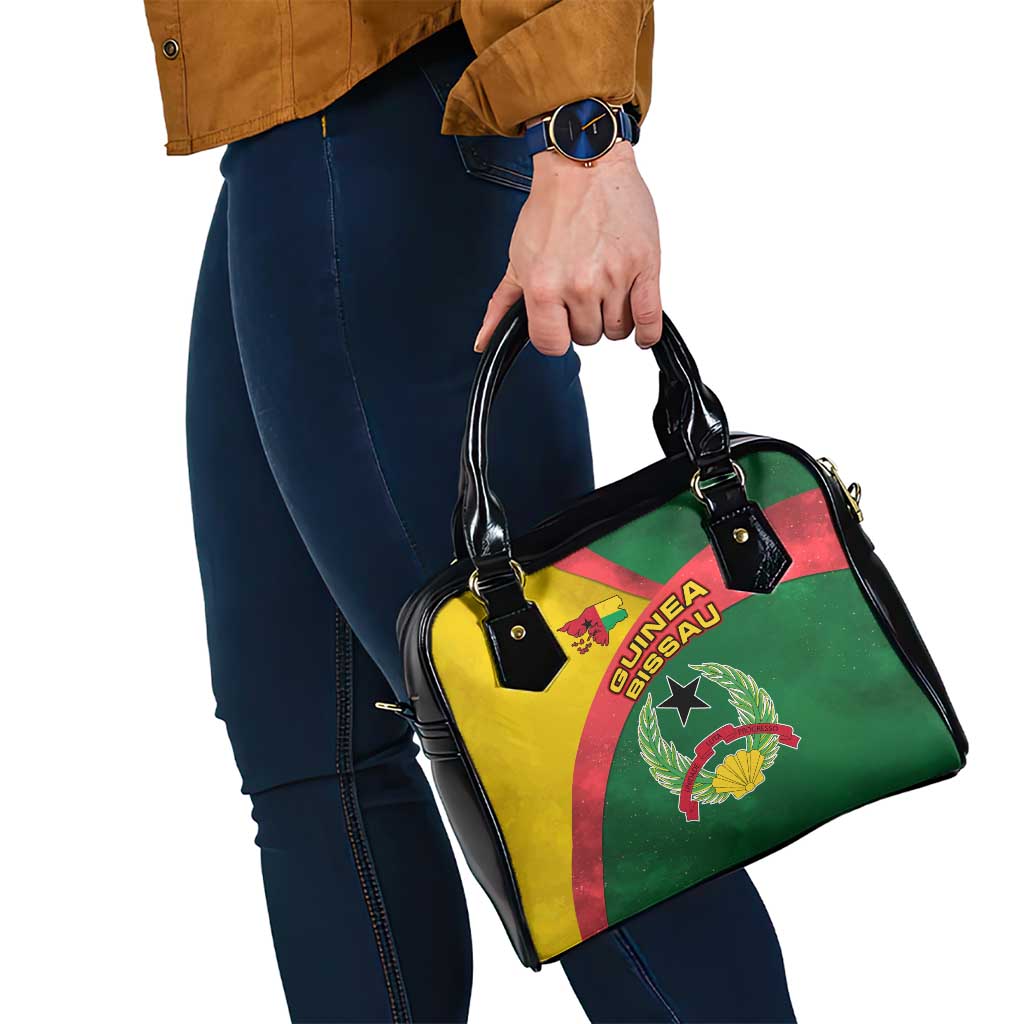Guinea Bissau Shoulder Handbag with Green Yellow Red Swirl Design TS04