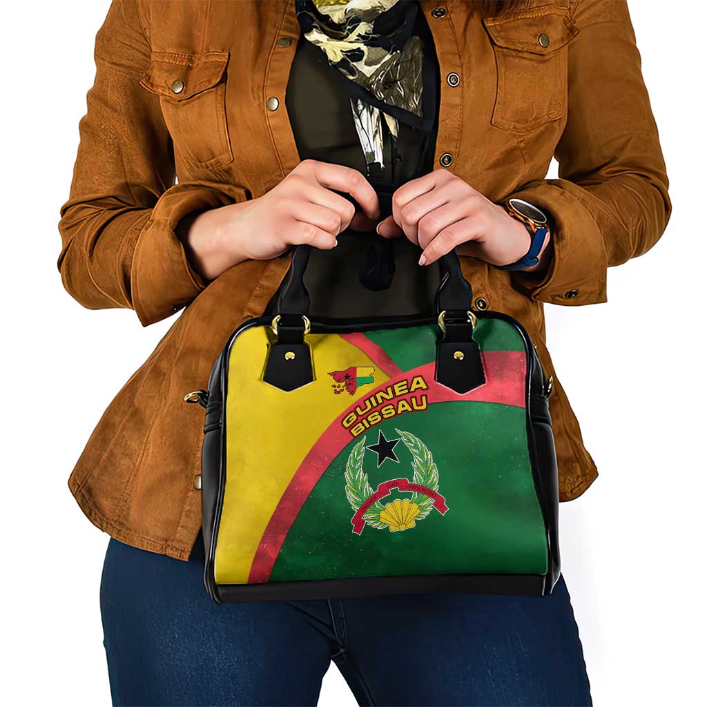 Guinea Bissau Shoulder Handbag with Green Yellow Red Swirl Design TS04