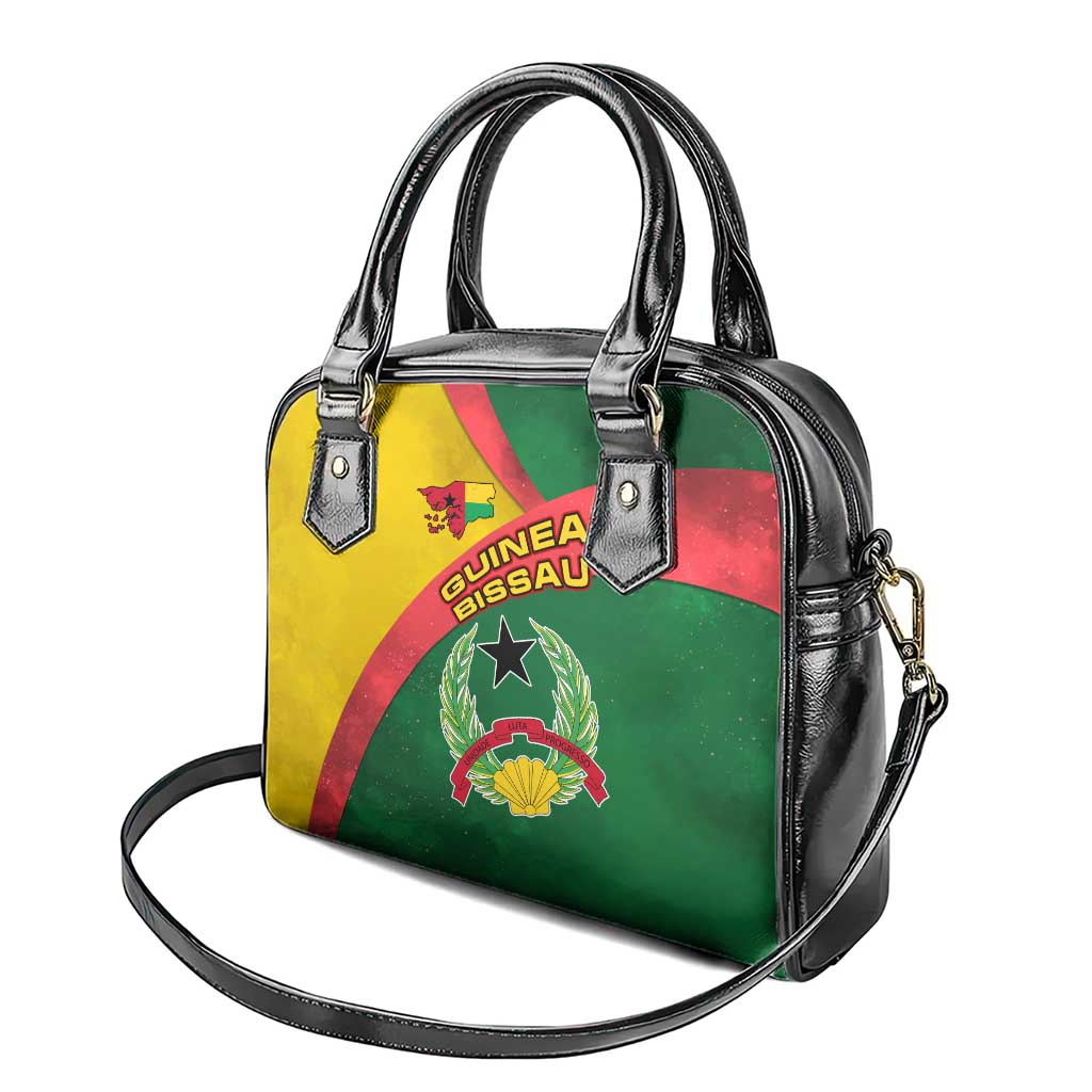 Guinea Bissau Shoulder Handbag with Green Yellow Red Swirl Design TS04