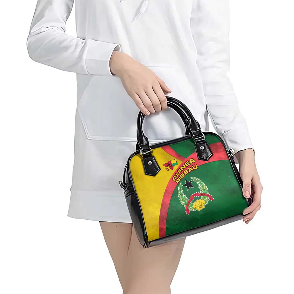 Guinea Bissau Shoulder Handbag with Green Yellow Red Swirl Design TS04