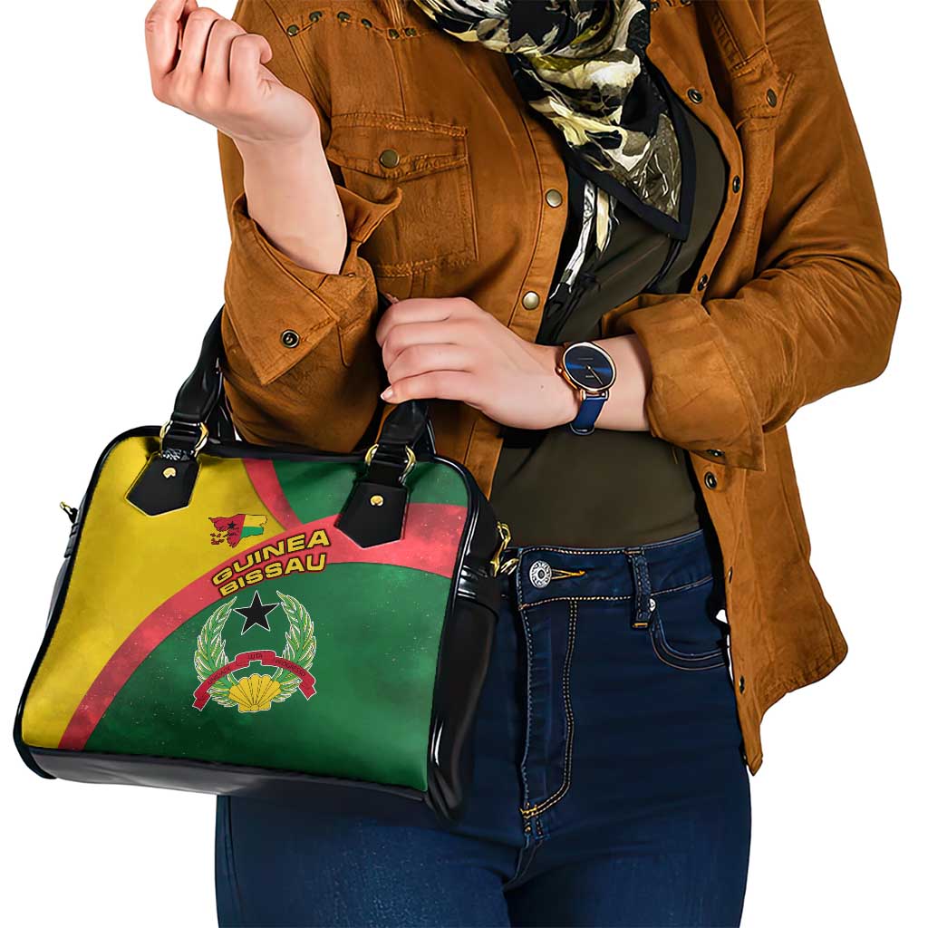 Guinea Bissau Shoulder Handbag with Green Yellow Red Swirl Design TS04
