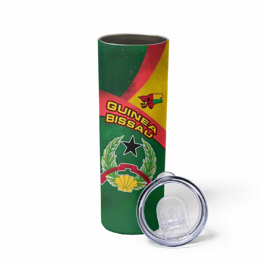 Guinea Bissau Skinny Tumbler Green Yellow Red Swirl TS04